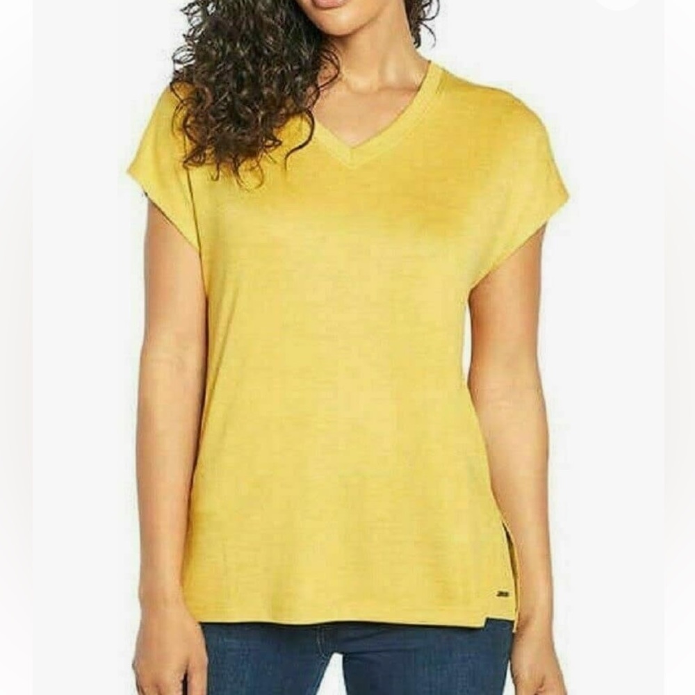 NWT Orvis Short Sleeve V-Neck Tunic Knit Top Size L